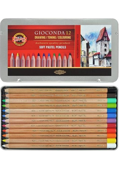 Koh-I Noor Gioconda Soft Pastel Kalem 12 Renk Metal Kutu N11.5259