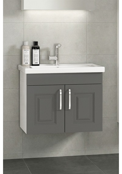 Salkım 80 Cm Beyaz-füme Balon Mdf Seramik Lavabolu Asma Banyo Alt Dolabı Beyaz - Füme Salkım 80 Cm Beyaz-füme Balon Mdf Seramik Lavabolu Asma Banyo Alt Dolabı Beyaz - Füme