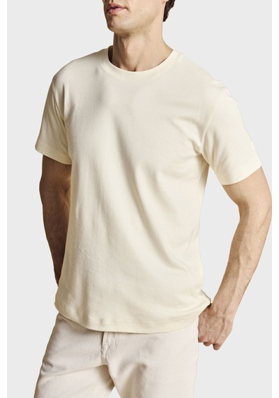 Brooks Brothers Logolu % 100 Pamuk Bisiklet Yaka T-shirt Erkek T Shirt Bbss26mts002142 Bej