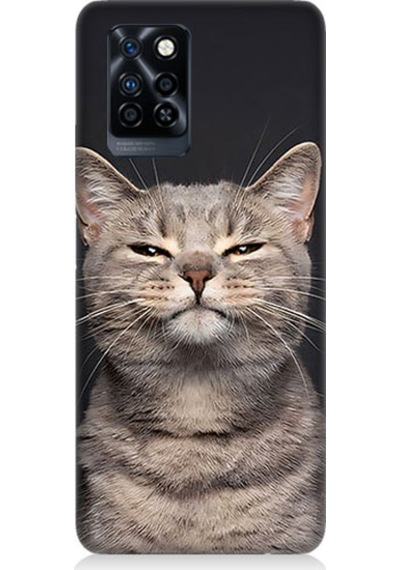 İnfinix Note 10 Pro Uyumlu Gri Kedi Desenli Silikon Kılıf