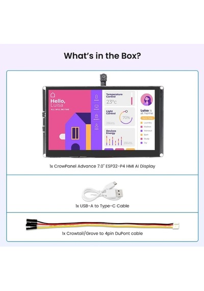 Elecrow Crowpanel Advanced 7 İnç Esp32-p4 Wifi 6 Hmı Dokunmatik Ips Ekran 1024x600