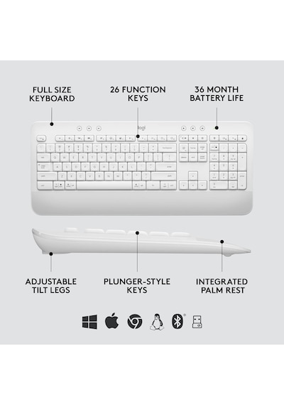 Logitech MK650 Kablosuz Q Klavye Mouse Seti (Distribütör Garantili)