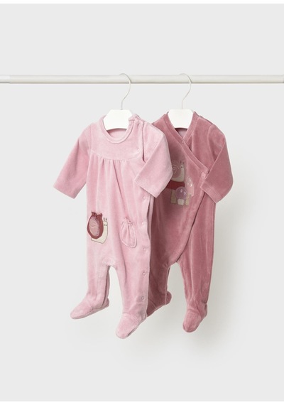 Mayoral Newborn Kız Bebek 2li Kadife Tulum Pembe