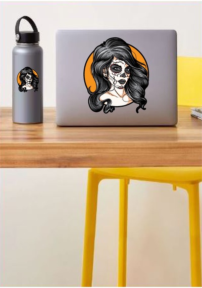 Gotic Girl Sticker - Gotik Kız Sticker - Araba Oto Motosiklet Karavan Cam Laptop Bavul Sticker - 00159 30x26 Cm