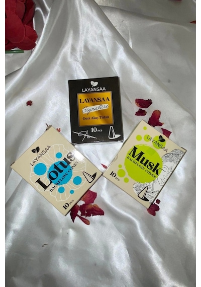 Organik Tütsü Seti Geri Akış Back Flow Şelale 3d Tütsü Doğal Kokulu Lotus