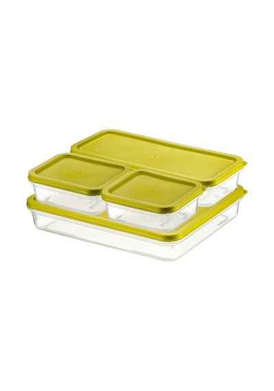 4 Adet Buzdolabı Ve Derin Dondurucu Saklama Kabı Seti, Fresh Box, Dolap Düzenleyici Ve Buz Dola Yeşil