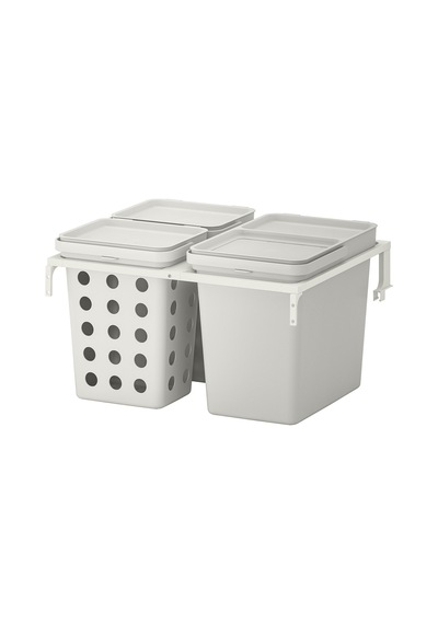 Ikea Hållbar Çöp Ayırma Çözümü 42 Lt 4 Parça Beyaz - Açık Gri
