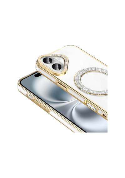 Nihcase Apple Uyumlu iPhone 16 Plus Kılıf Karetta Diamod Taş Desenli Magsafeli Kapak