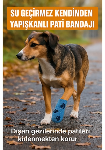 Pati Bandajı Ayakkabı Köpek Ve Kedi İçin Tüy Dostu Su Geçirmez Kendinden Yapışan Bandaj