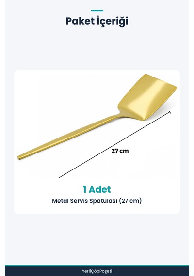 Metal Servis Spatulası - Gold - 27 Cm Altın