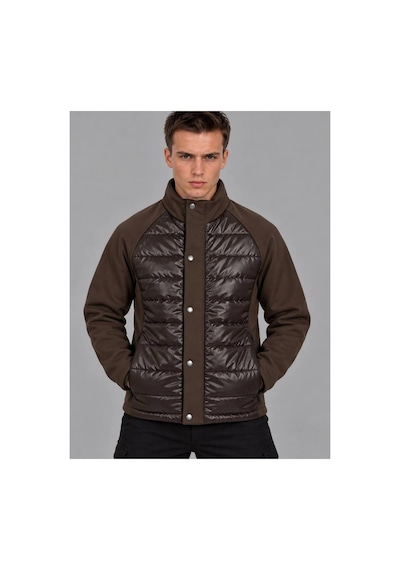 Hk Premium Slim Fit Prada Kumaş Şişme Desenli Mont Kahverengi