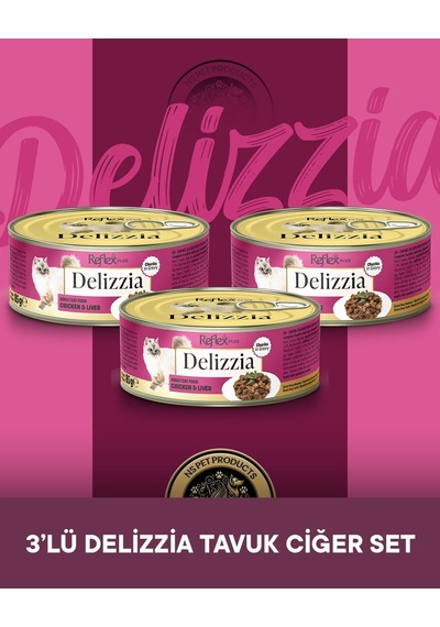 Reflex Plus Delizzia Yetişkin Tavuklu-ciğerli Gravy Kedi Maması 3x85 Gram