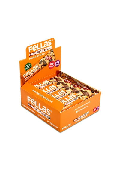 Fellas Yer Fıstığı ve Kakaolu Yüksek Protein Bar 45 Gr x 12 Adet