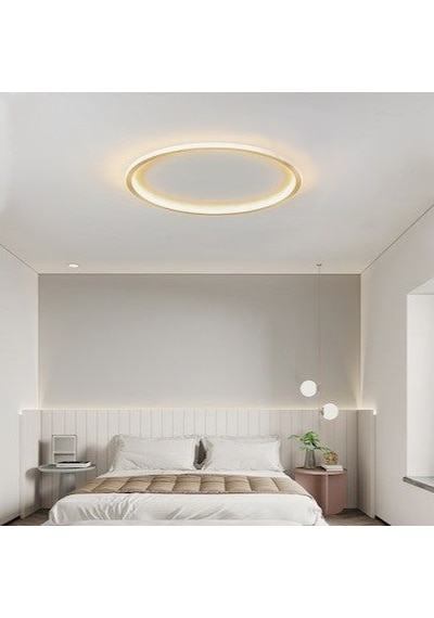 Eskitme Gold Ø40 cm Çember Avize 3000K Sarı Işık Led Tavan Lambası