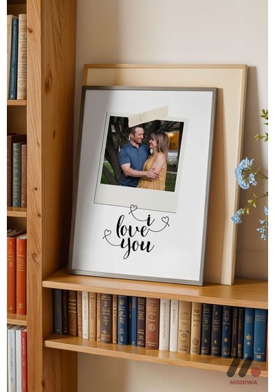 Kişiye Özel I Love You Polaroid Poster, Siyah Çerçeveli Duvar Tablosu - Sevdiklerinize Özel Hediye