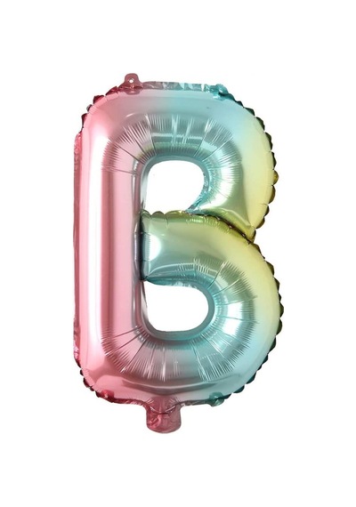 B Harf Gökkuşağı Folyo Balon16 İnç 36 cm