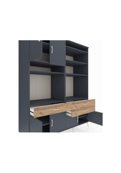 Kronos Gardrop 10 Raflı 3 Çekmeceli 8 Kapaklı 176x59x221 Antrasit-antrasit/çam Beyaz Kronos Gardrop 10 Raflı 3 Çekmeceli 8 Kapaklı 176x59x221 Antrasit-antrasit/çam Beyaz