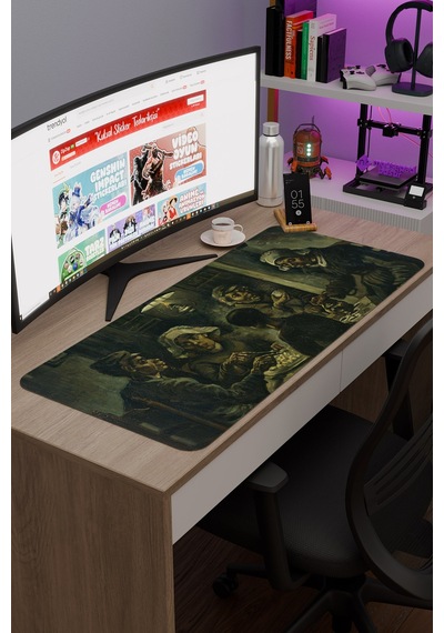 Van Gogh Patates Yiyenler Tablo V1 90x40 Xxl Gaming Kauçuk Kaymaz Taban Mouse Pad Fare Altlığı