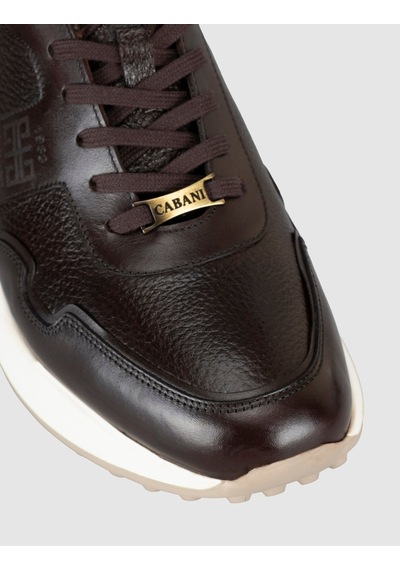 Cabani Kahverengi Erkek Hakiki Deri Sneaker Ayakkabı Kahve