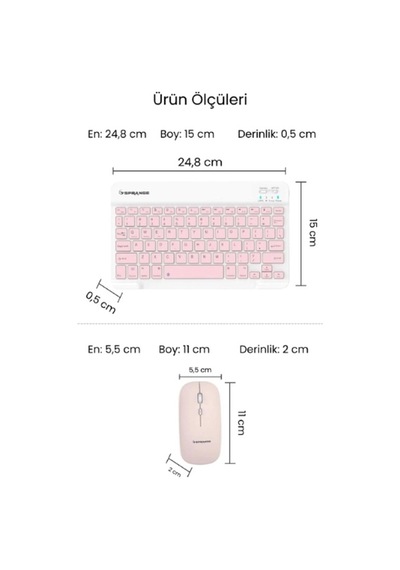 Pembe Kablosuz Klavye Ve Mouse Seti Renkli