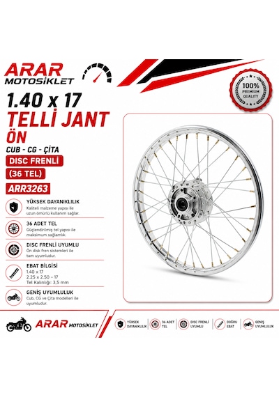 1.40 X 17 Telli Jant Ön Cub-cg-çita 36 Tel Dısc Frenli 2.25 2.50-17 Tel Kalınlığı 3,5 Mm -arr3263 Nikel