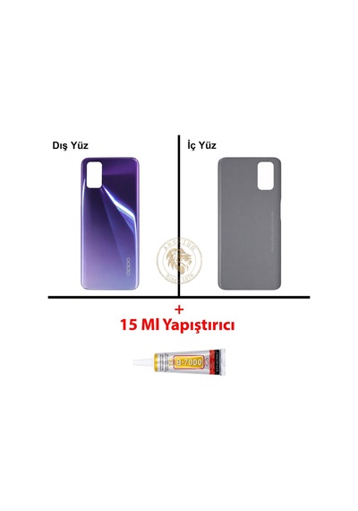 Oppo A72 Mor  Arka Kapak + B7000 Yapıştırıcı Arka Cam Batarya Pil Kapağı Lazer Kesim Çok Renkli