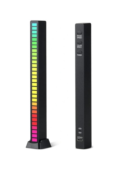 Rgb Sese Duyarlı Taşınabilir Ekolayzer Led Çubuk Siyah
