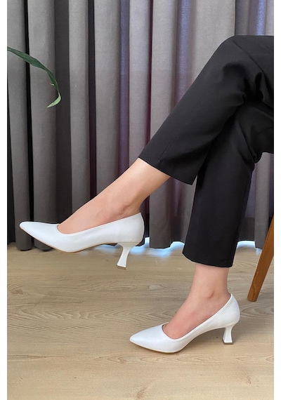 Preshley Kadın Sity Beyaz 6 Cm İnce Topuklu Stiletto Beyaz
