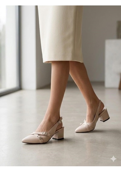 Nesilshoes Nesil Shoes Tam 183 Ten Kalın Topuklu Kadın Sandalet