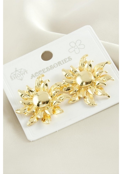 Çiçek Metal Küpe - Gümüş Rengi N162 33589680