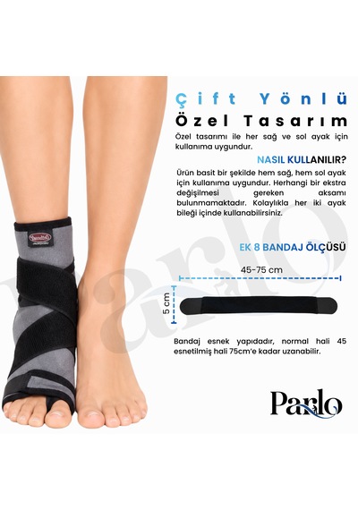 Basit 8 Bandajlı Ayak Bilekliği 2'li Set Ayarlanabilir Neopren Ayak Bileği Desteği