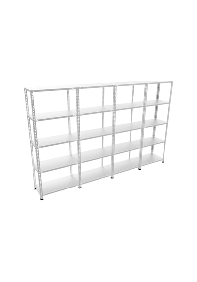 Çelikrafburada 5 Katlı 4 Lü Bitişik Çelik Galvaniz Arşiv Rafı Depo Rafı Kiler Rafı 31x60x200 Dx51 Kalite Gümüş