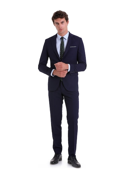 Hatemoğlu Lacivert D. Slim Fit Desenli Mono Yaka Klasik Takım Elbise Lacivert