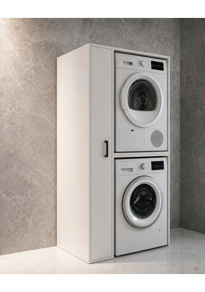 Sera Çamaşır Makinesi Ve Kurutma Makinesi Kabini Banyo Düzenleyici Dolabı Beyaz