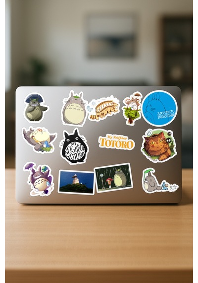 Komşum Totoro My Neighbor Totoro Anime Telefon Laptop Yapışkanlı Folyo Sticker Paketi 20 Adet Çok Renkli
