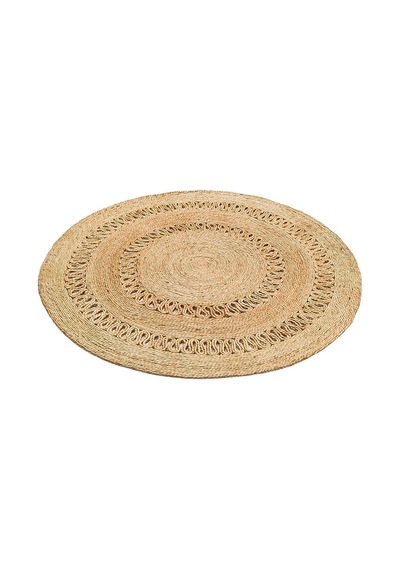 Eko Halı Flatweave Ca-122 Natural Xw Daire Dekoratif Jüt Kilim