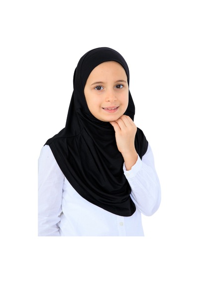 Modish Group Kız Çocuk Hazır Başörtüsü Pratik Penye Şal Tesettür Giyim Siyah
