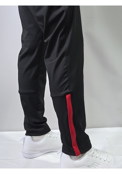 Jump Erkek Dalgıç/scuba Slim Fit Fermuarlı Paça Eşofman Altı Siyah/kırmızı