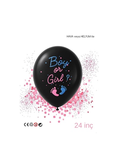 Mucit Home Pembe Pul Boy Or Girl Cinsiyet Belirleme Balonu Siyah Büyük Boy 24 İnç Kız Bebek İçin