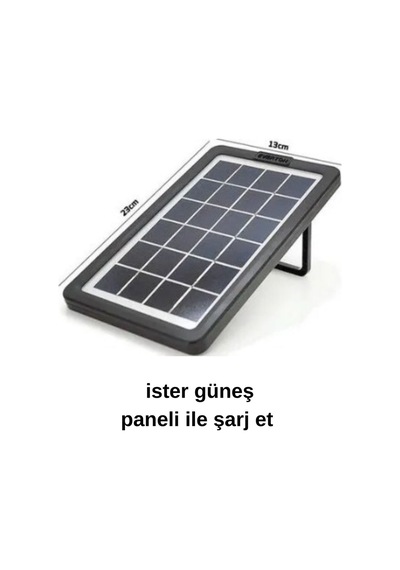 Solar Panelli Radyolu+bluetooth+mp3 Ve Telefon Şarj Özellikli Solar Kamp Lambası Turuncu