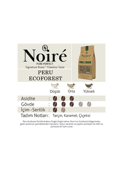 Noire Peru Ecoforest 1000g %100 Arabica Single Origin Çekirdek