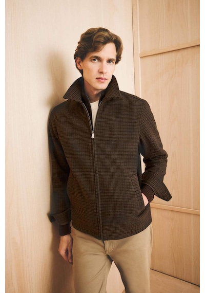 Defacto Slim Fit Dar Kesim Polo Yaka Cepli Astarlı Fermuarlı Mont F0572ax25wnbn339 Kahve