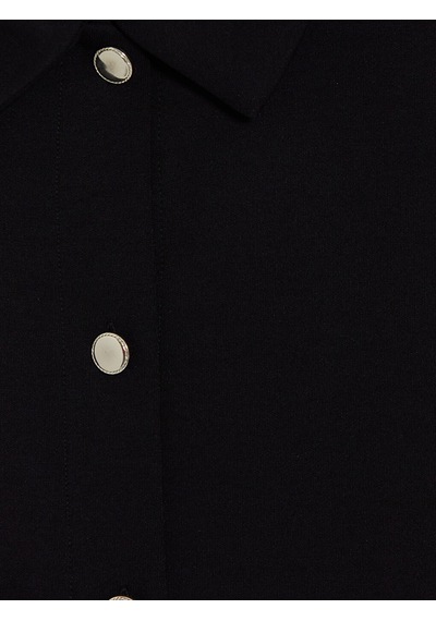 Lcw Modest Siyah Kısa Kollu Oversize Kadın Gömlek