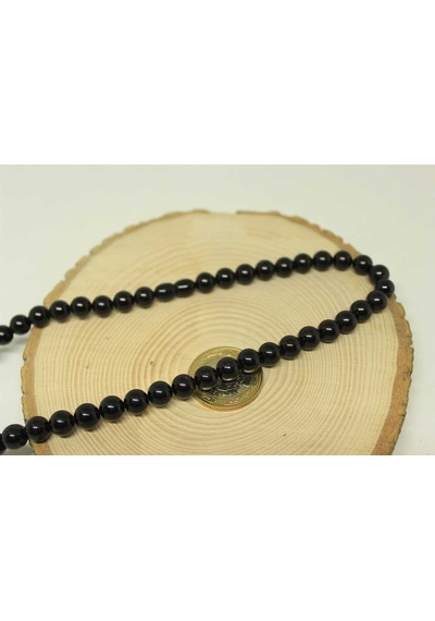 Obsidyen Taşı Kolye 8mm (Klipsli) Altın