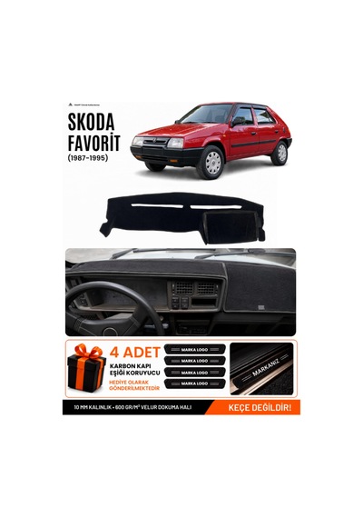 Skoda Favorit 1987-1995 Uyumlu Torpido Koruma, Torpido Örtüsü, Torpido Kılıfı - Siyah - Sk003