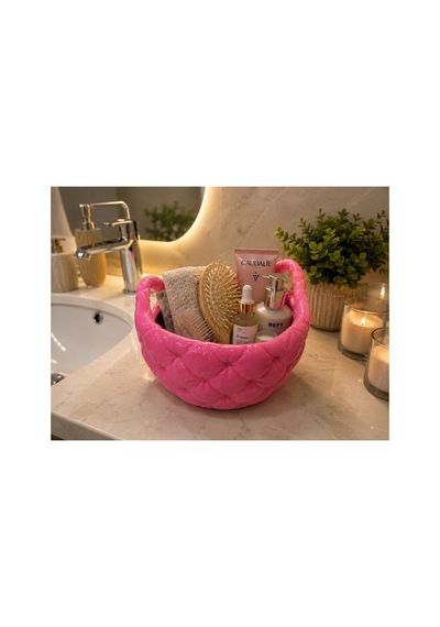Dekoratif Banyo Düzenleyici / Organizer Pembe Pembe