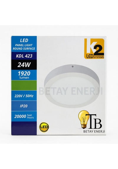 K2 Led Systems Kdl 423 24w Yuvarlak Led Panel Açık Sarı
