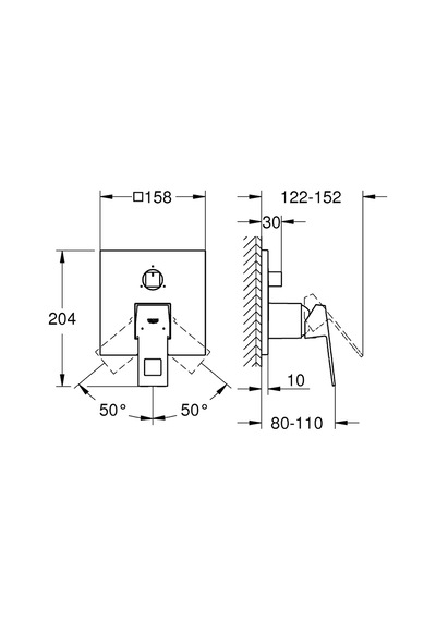 Grohe Eurocube Tek Kumandalı 3 Yönlü Banyo Bataryası GRH24094AL0 Siyah