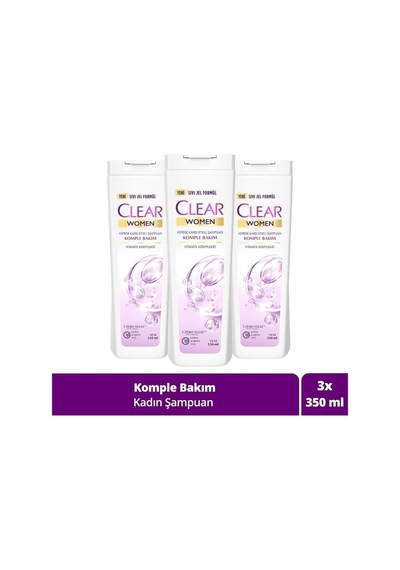 Clear Women Kepeğe Karşı Etkili Komple Bakım Şampuan 3 x 350 ML