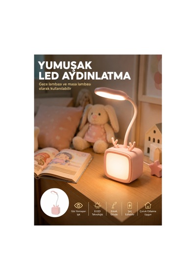 Mey İthalat Kablosuz Led Masa Ve Gece Lambası Dekoratif Şarjlı Tasarım Altın